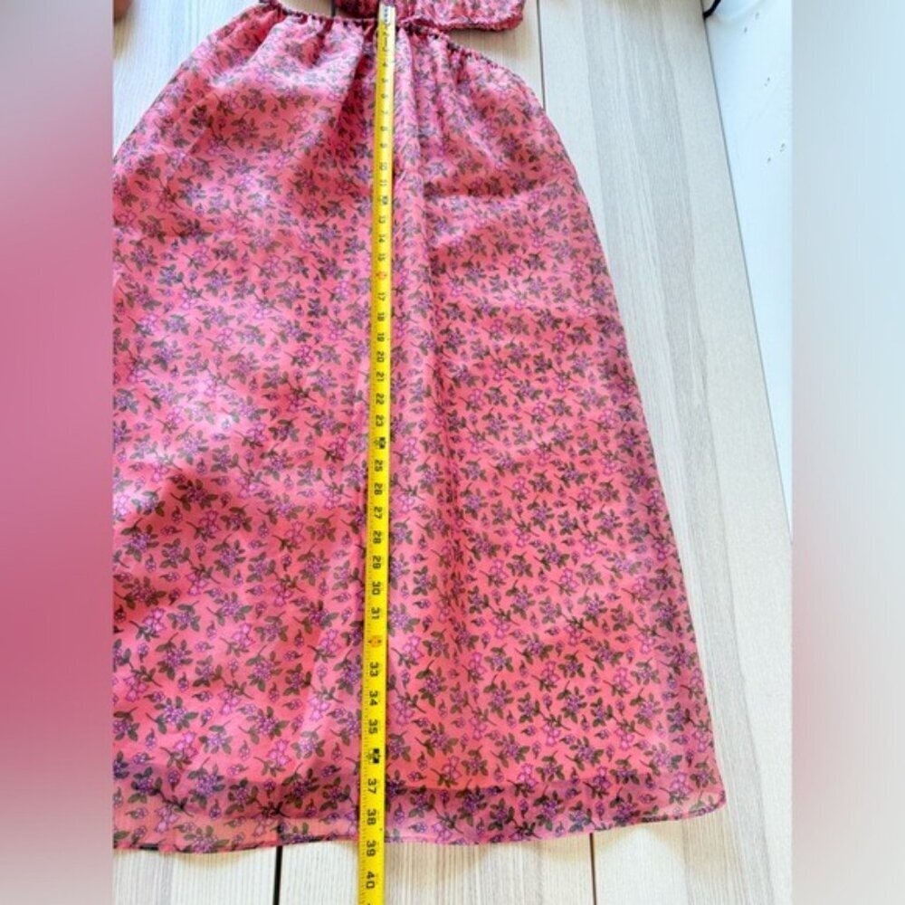 Lost + Wander Venus Rising Coral Floral Maxi Dress luxury short sleeve size L - Picture 12 of 16
